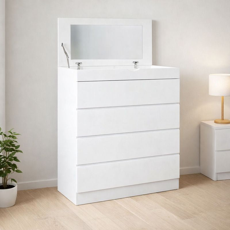 Cómoda 4 cajones con Espejo Blanca