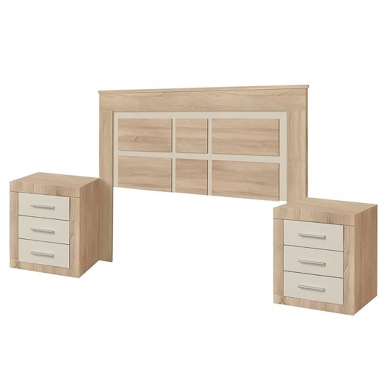 Cabecero con mesitas de noche 3 cajones 60x50x34,6 cm | Conjunto dormitorio moderno