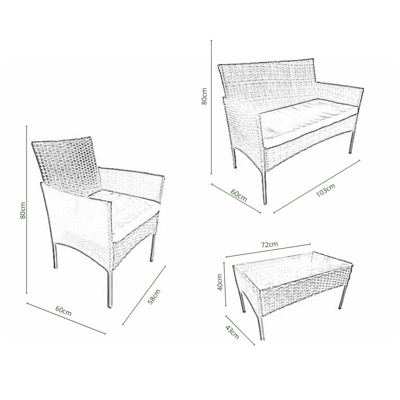 Conjunto Exterior Acolchado 4 Piezas