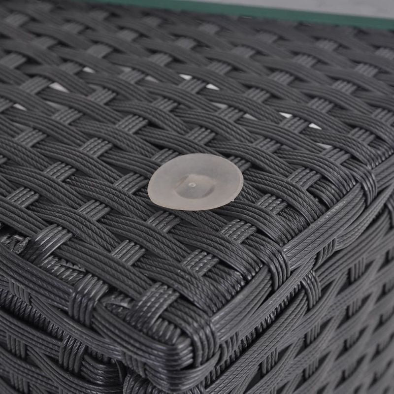 Sofá Chaise Longue Ratán Exterior 195x137x70 cm con Mesa