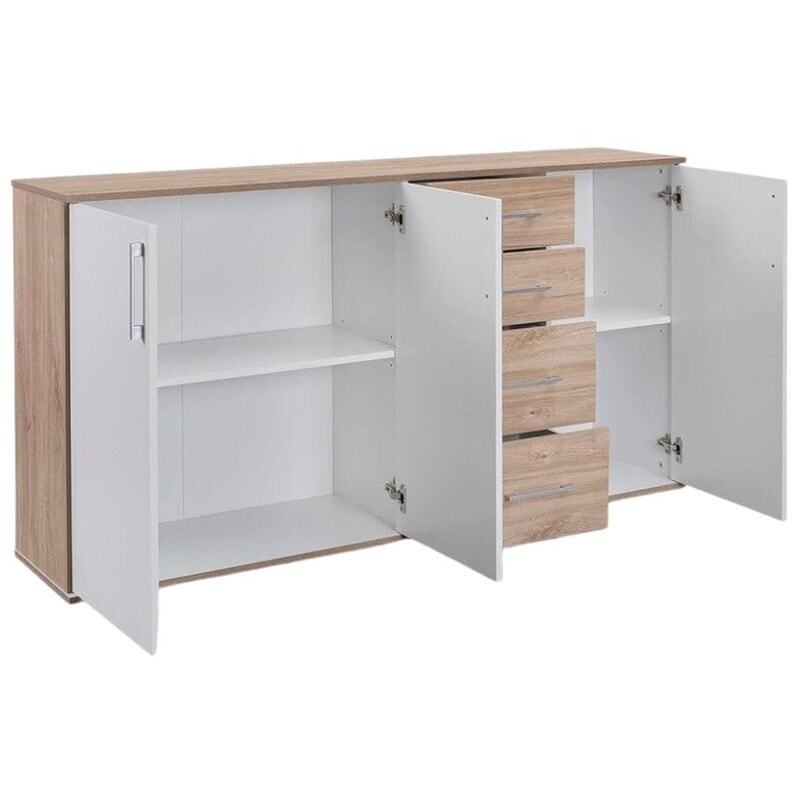 Aparador moderno de melamina: 3 Puertas 4 Cajones