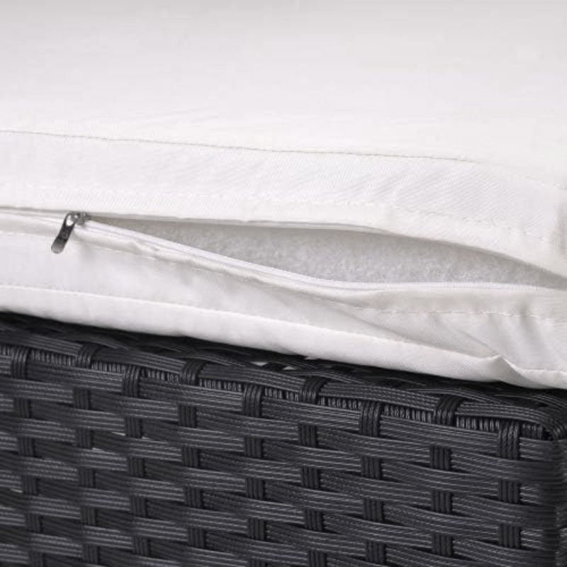 Sofá Chaise Longue Ratán Exterior 195x137x70 cm con Mesa