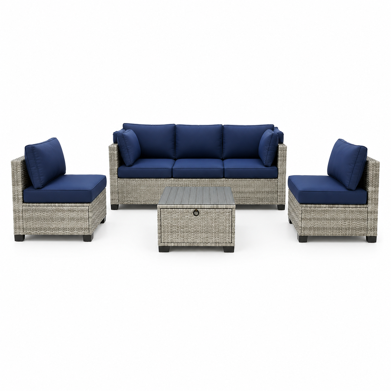 Sofa con Dosel + 2 Sillones + Mesa en Ratan  Muebles de Jardin y Terraza