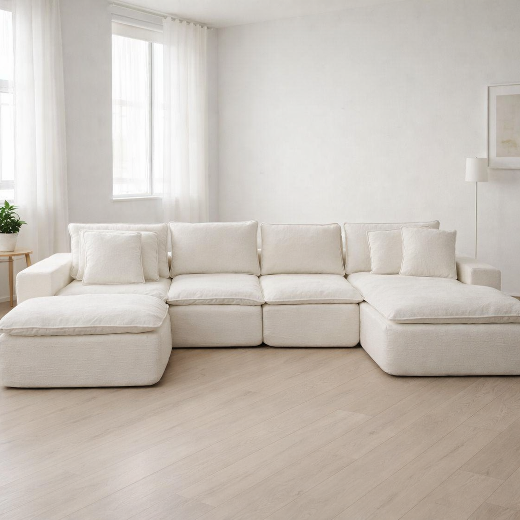 Sofá Esther modular beige con chaise longue 353x102x56 cm