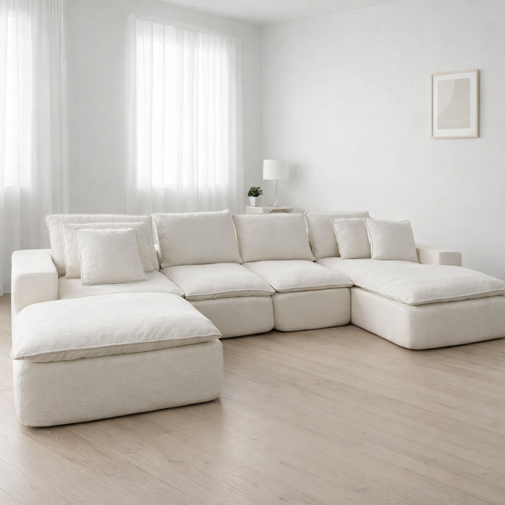 Sofá Esther modular beige con chaise longue 353x102x56 cm