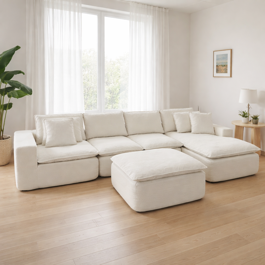 Sofá Esther modular beige con chaise longue 353x102x56 cm