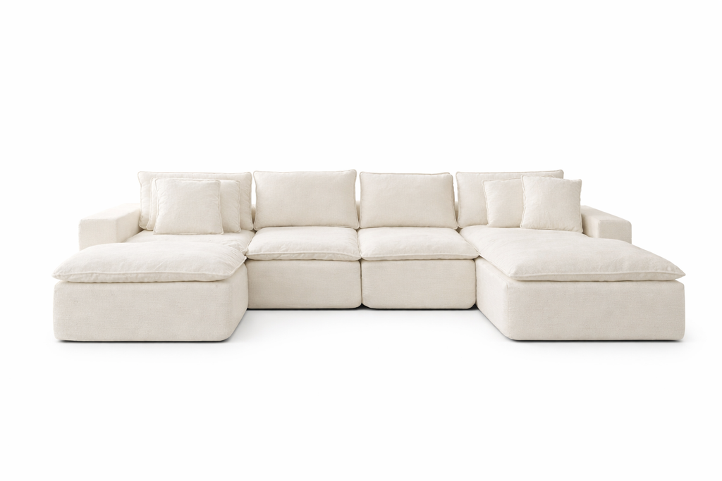 Sofá Esther modular beige con chaise longue 353x102x56 cm