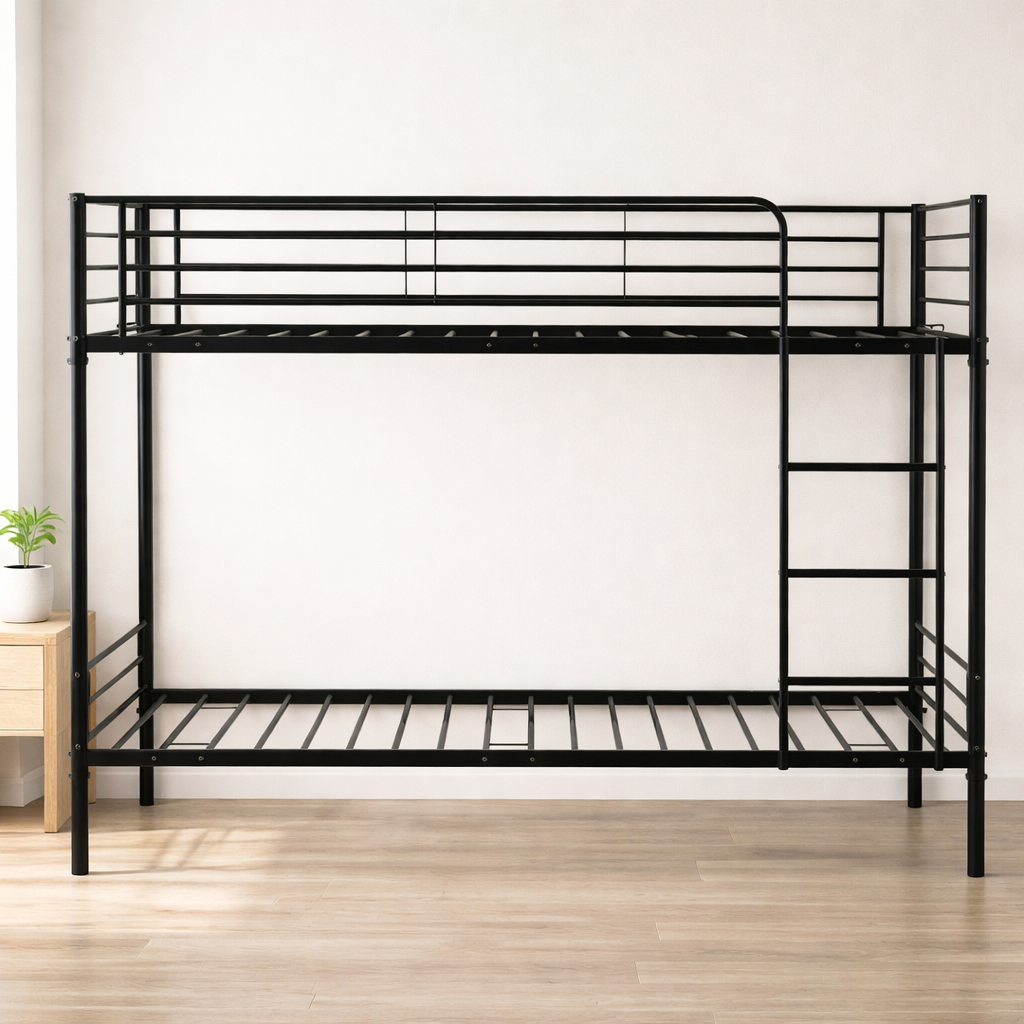 Litera metálica 90x190 resistente con escalera y barandilla