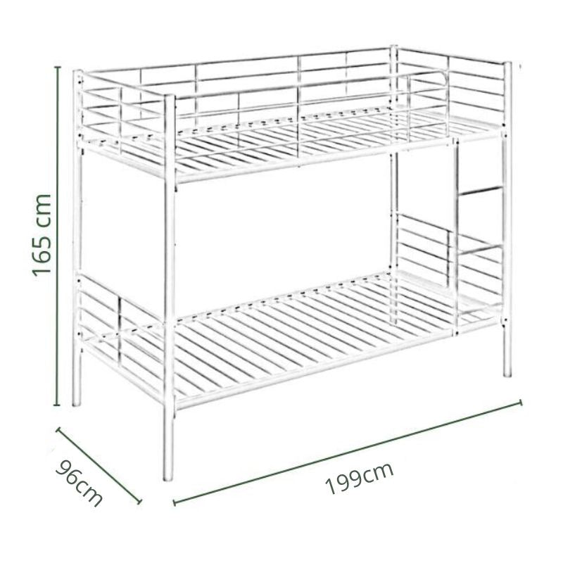 Litera metálica 90x190 resistente con escalera y barandilla