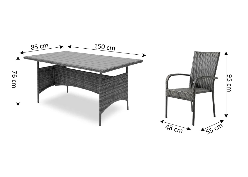 Mesa de Comedor + 6 o 4 Sillas en Ratán