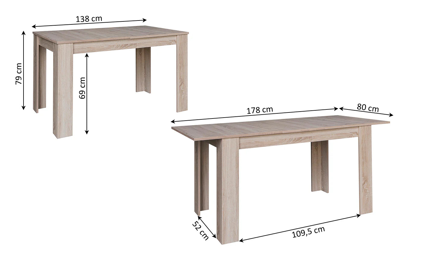 Mesa extensible comedor moderna 138-178 cm Miramy
