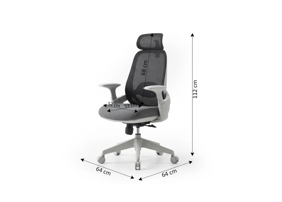 Silla de Oficina Ergonomica con Reposacabezas Kate. Regulable en altura