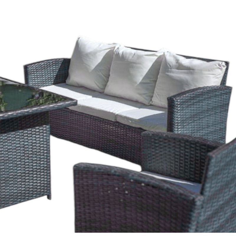 Conjunto Jardín Ratán Completo 6 Piezas 155x62x72cm Gris o Marrón