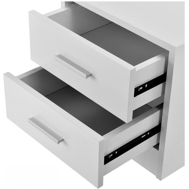 Mesita de noche 2 cajones con tiradores metal 33x42 cm