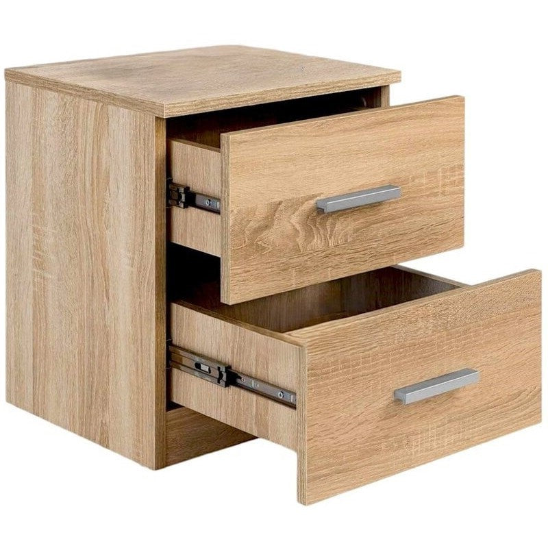 Mesita de noche 2 cajones con tiradores metal 33x42 cm