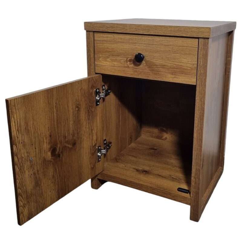 Mesita de noche cajón puerta blanca o roble 45x38 cm