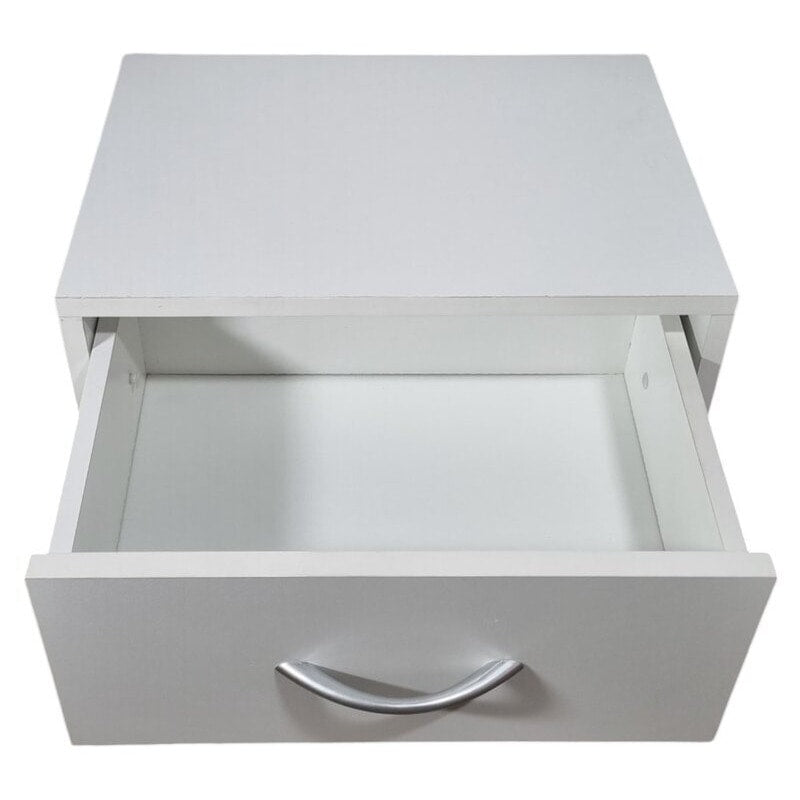 Mesita de noche blanca melamina 41x39x28 cm con cajón