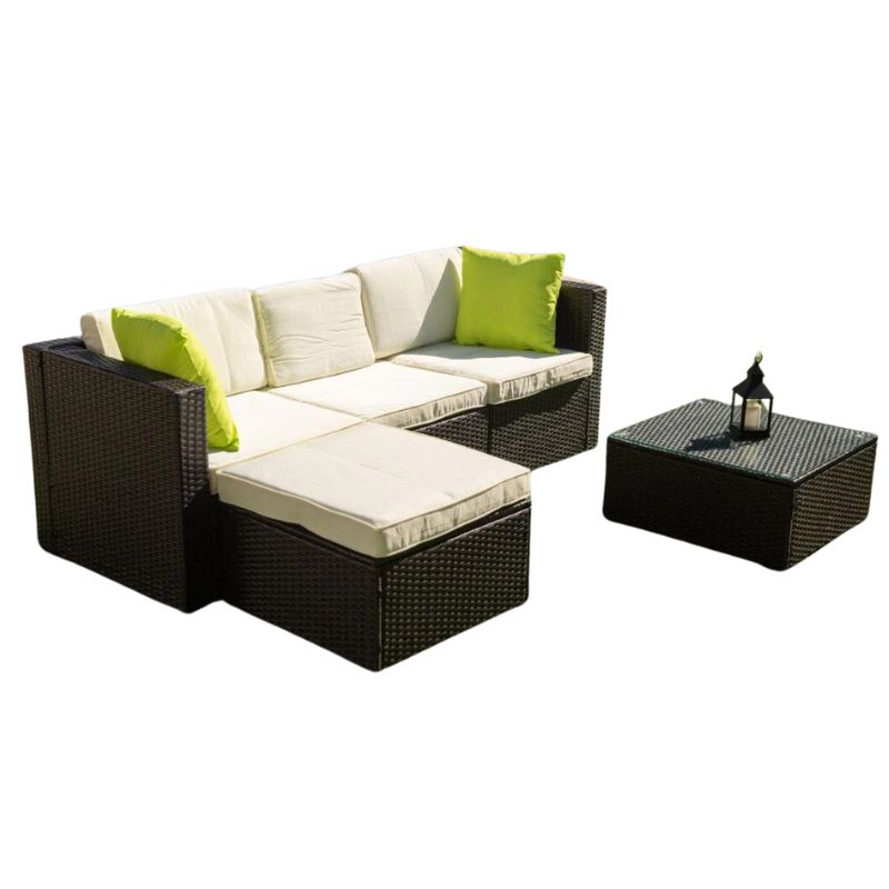 Sofá Chaise Longue Ratan Negro 200x134x70 cm | Diseño Moderno