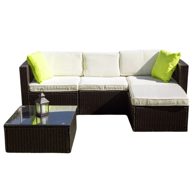 Sofá Chaise Longue Ratan Negro 200x134x70 cm | Diseño Moderno