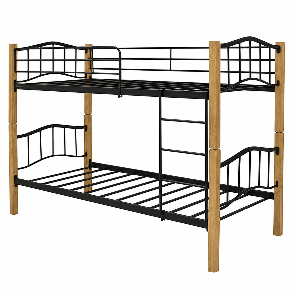 Litera individual 90x190 de madera y metal