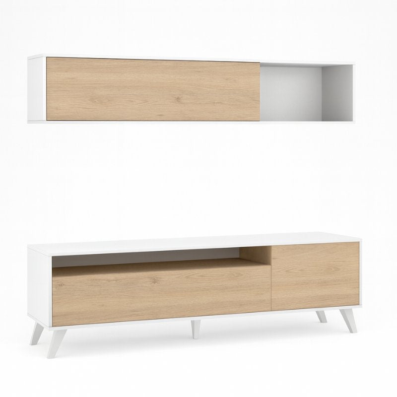 Mueble TV moderno blanco 180x51x39,8cm – Conjunto muebles de salón