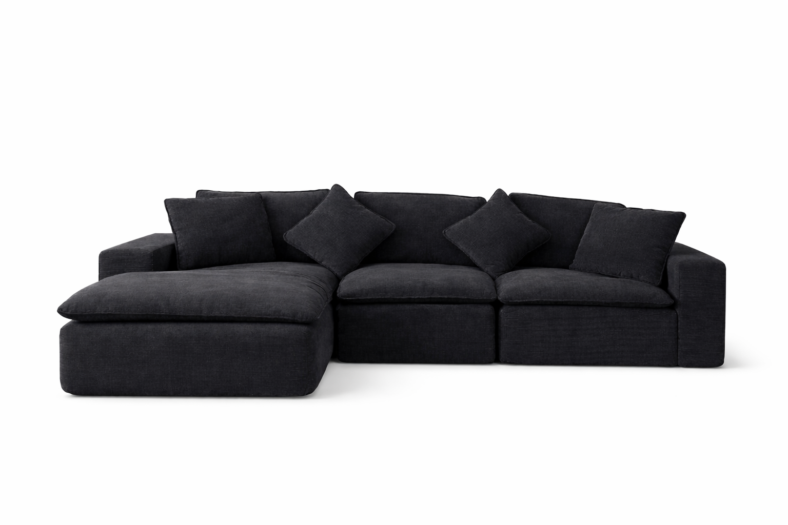 Sofá Paola Modular Chaise Longue Negro 284x102x56