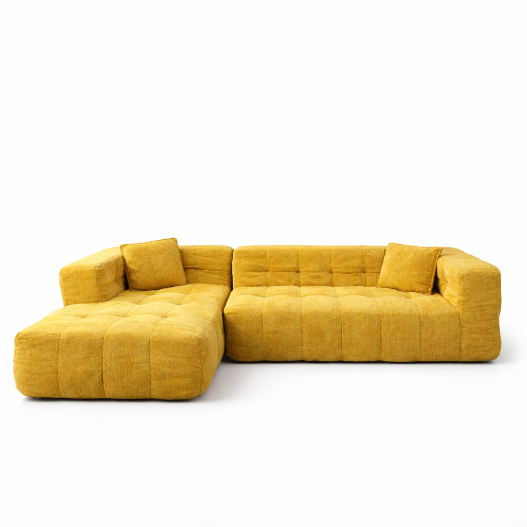 Sofá modular mostaza grande moderno 270x100x70 chenilla