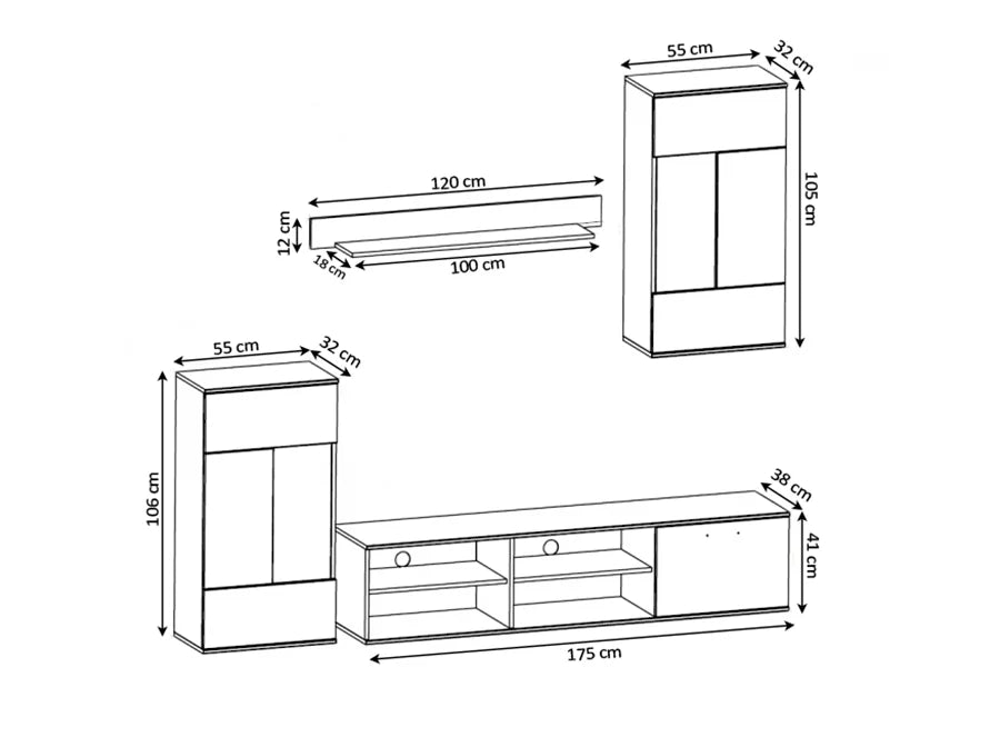 Muebles salón blanco 230 cm – Conjunto modular moderno