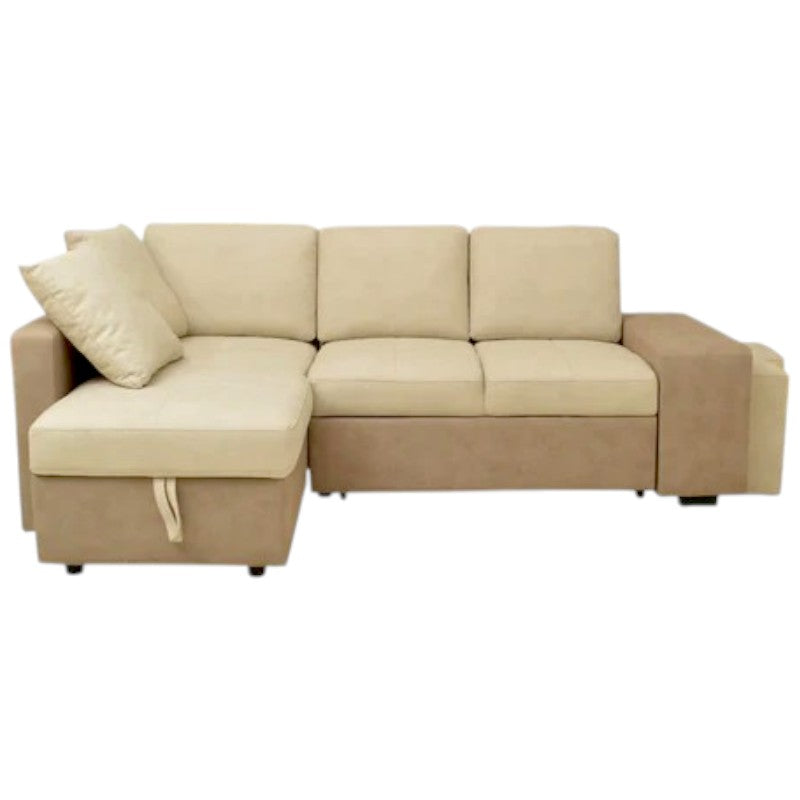 Sofá cama chaise longue arcón con puffs