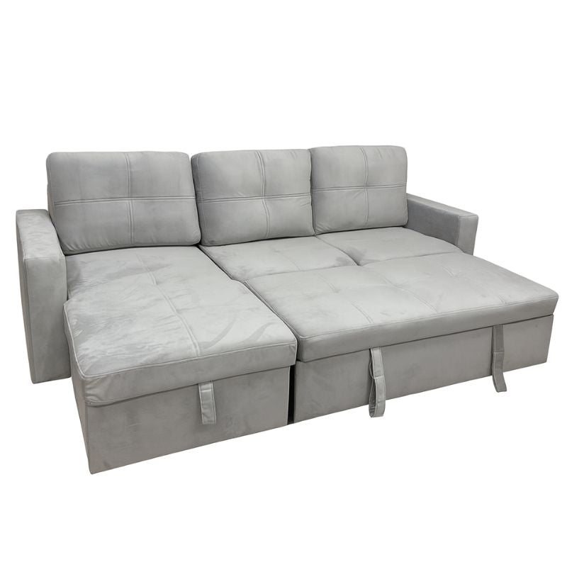 Sofá chaise longue cama deslizante 210x80x135 cm gris