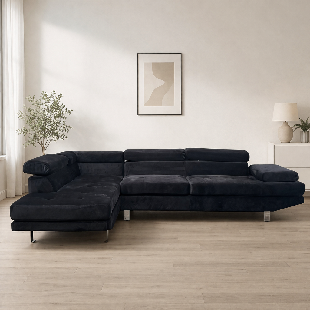 Sofá Chaise Longue Rinconera 254x166 cm con Cabeceros Reclinables - Daniela