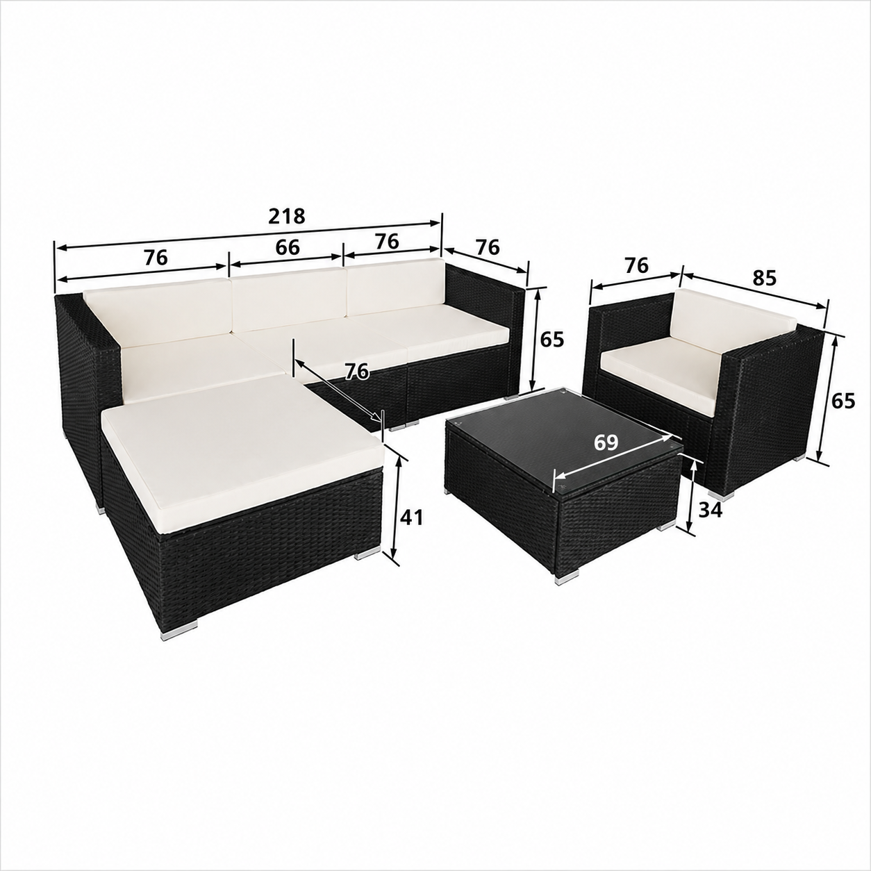 Conjunto de jardín - Sofa Chaise Longue + Sillon + Mesa de Ratan
